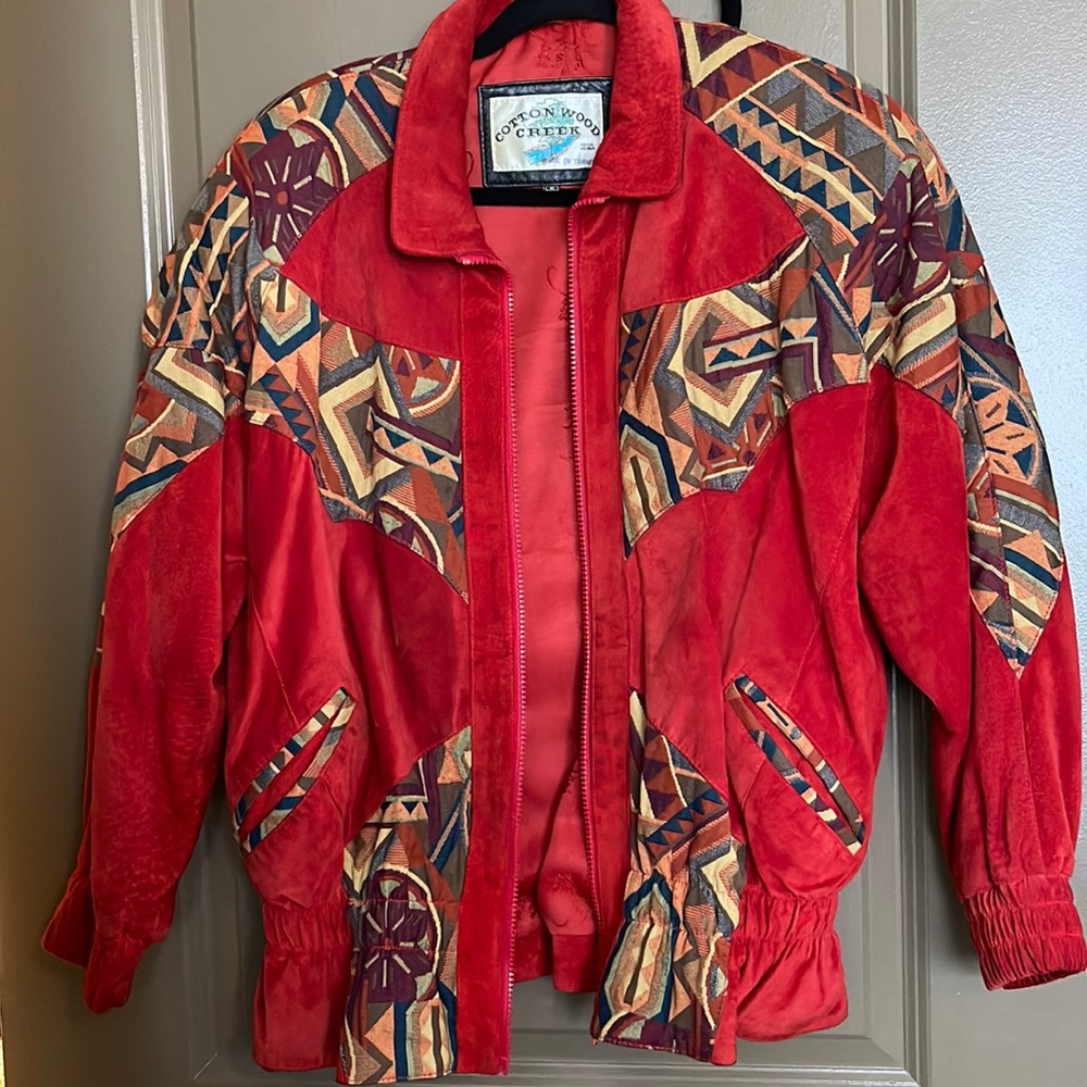 Beautiful printed suede leather jacket